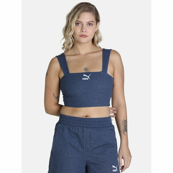 PUMA Women's Blue Crop Top - Picture 1 of 10